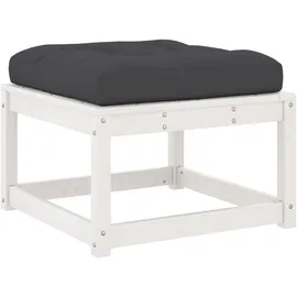 vidaXL Gartenhocker mit Kissen Weiß Massivholz Kiefer