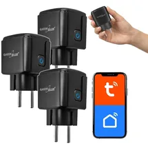 GreenBlue Ferngesteuerte WLAN-Steckdose von GreenBlue Android/iOS/Alexa/Google Home Timer Leistungsmesser max. 16 A/3840 W GB735 B 3 Stück - Schwarz