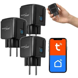 GreenBlue Ferngesteuerte WLAN-Steckdose von GreenBlue Android/iOS/Alexa/Google Home Timer Leistungsmesser max. 16 A/3840 W GB735 B 3 Stück - Schwarz
