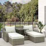 Outsunny 3-tlg. Polyrattan Gartenmöbel Set Gartengarnitur Garten-Set Sitzgruppe Loungeset mit Beistelltisch Kissen, Aluminium