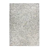 MeGusta Flachflor Teppich PatchworkDesign Grau - Silber Leder 160x230 cm María