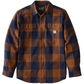 CARHARTT Heavyweight Flannel Plaid, Hemd - Braun/Dunkelblau (Rdk) - XXL