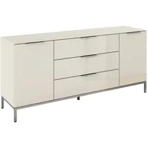 Rauch Kombikommode RAUCH "Kommode Türkommode Sideboard Kombikommode FLIPP mit Glasfront", beige (beige, glas beige (champagner)), B:160cm H:71cm T:42cm, Holzwerkstoff, Sideboards, Kombikommode, 2-türig, 3 Schubladen, Soft-Close-Funktion, Oberboden und Front