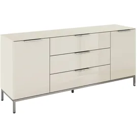 Rauch Kombikommode RAUCH "Kommode Türkommode Sideboard Kombikommode FLIPP mit Glasfront", beige (beige, glas beige (champagner)), B:160cm H:71cm T:42cm, Holzwerkstoff, Sideboards, Kombikommode, 2-türig, 3 Schubladen, Soft-Close-Funktion, Oberboden und Front