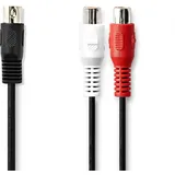 Nedis DIN-Audio-Kabel | DIN 5-Pin Stecker | 2x Cinch Buchse | Vernickelt | 0.20 m | rund | PVC | Schwarz | Plastikbeutel