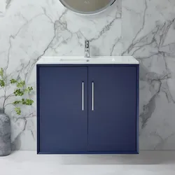 Hängender Waschtischunterschrank (Farbe und Größe wählbar) mit Waschbecken  - Farbe und Design der Griffe wählbar - Edge