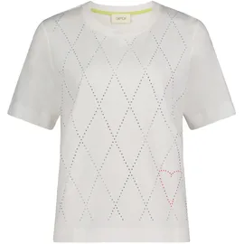 Cartoon Kurzarm-Shirt mit Rundhalsausschnitt 38, Patch Cream/Pink | 38