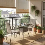 Juskys Yoro Polyrattan Gartenstuhl Grau 8 St.