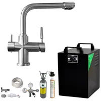 BieTal Sprudel Tafelwasseranlage BT-25U 3-Wege Wasserhahn L-Auslauf mit Filteranlage