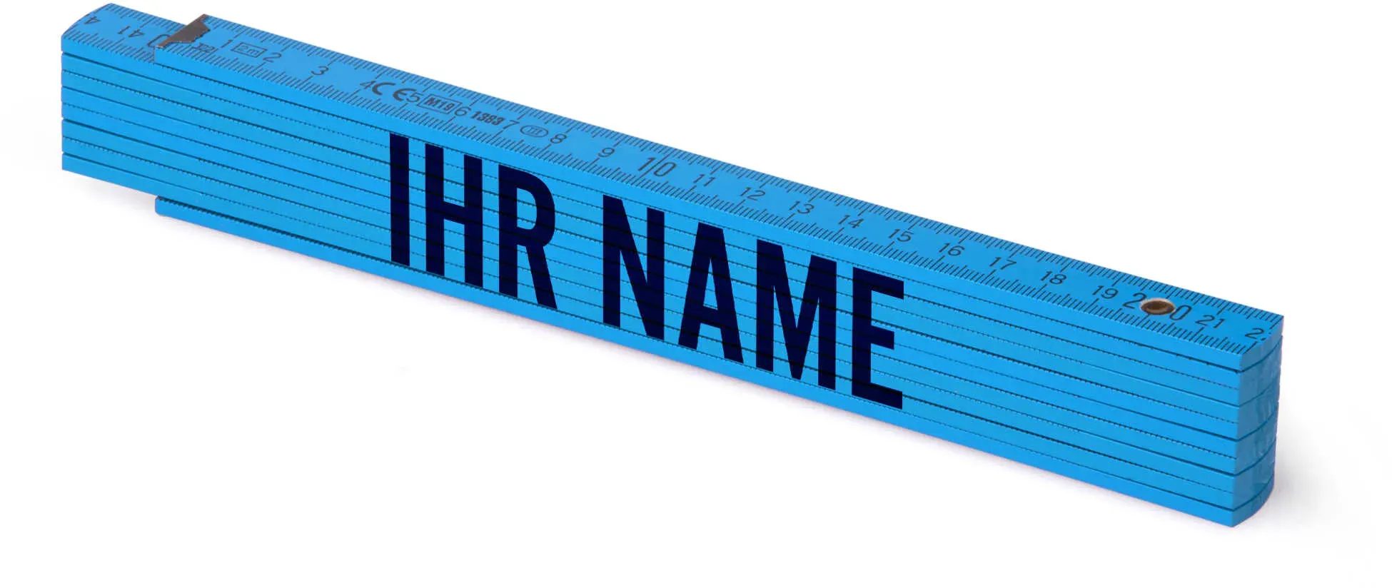 Personalisierter Farbiger Zollstock | Metrie 2m Block 52 | mit Namen Farbvarianten von Zollstöcken: Hellblau - Pantone Process Blue C