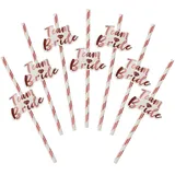Junggesellinnenabschied Strohhalme,24 Stück Team Bride Trinkhalme Rose Gold Papierstrohhalme Brautstrohhalme Braut Dusche Papier Strohhalme für Junggesellinnenabschied Bachelorette Zubehör