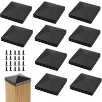 10 Stück Pfostenkappen, 10x10cm Zaun Pfosten Kappen, Kunststoff Pfostenkappe, Pfostenkappe Schwarz mit 20pcs Schrauben für Holzpfostenzäune und Terrassenpfosten