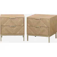 sweeek 2er-set Nachttische mit Fischgrät-dekor - sweeek