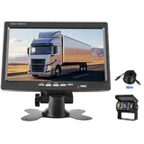 KZQ - Auto-Rückfahrkamera mit 7-Zoll-LCD-Monitor, 18 LEDs, IR-Nachtsicht, für großes Wohnmobil/LKW/Wohnmobil/Anhänger/Bauernhof, 4-poliges Kabel (12