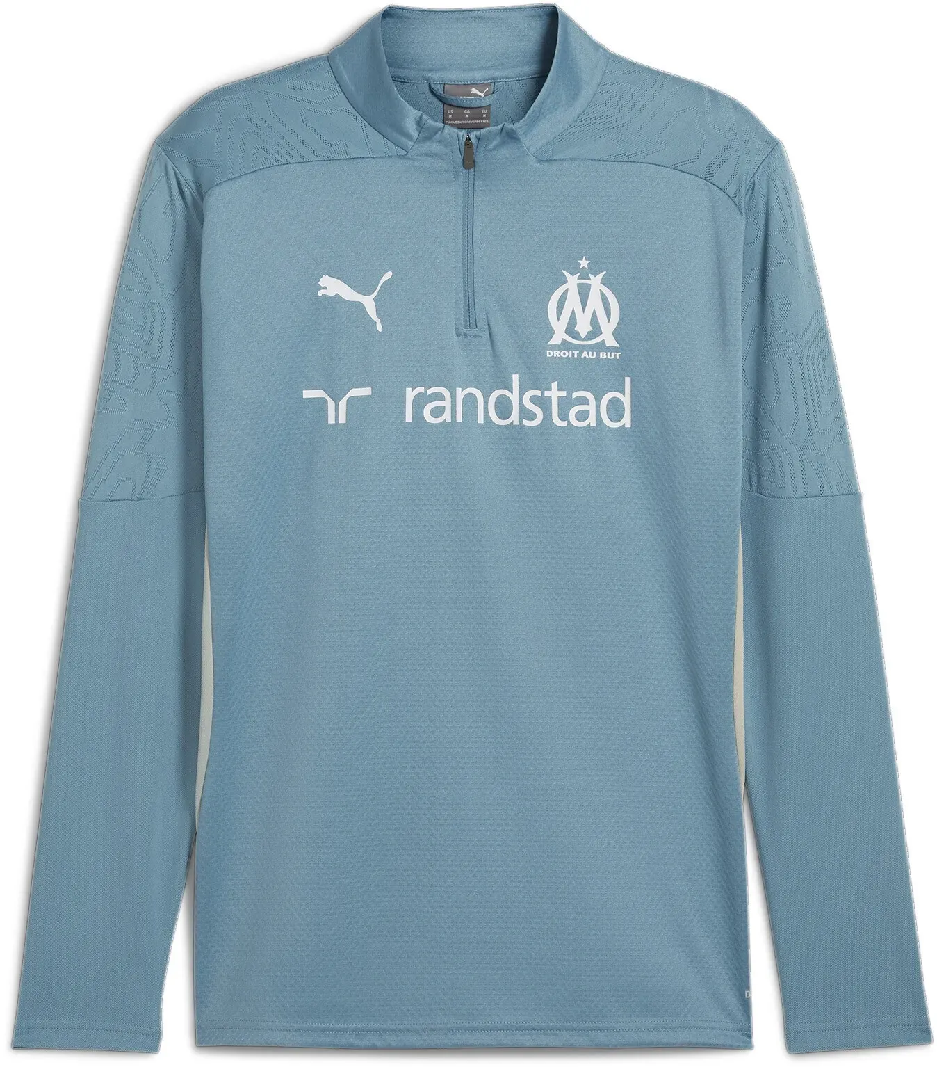 Sweatshirt PUMA "Olympique de Marseille Trainingsoberteil Herren", Herren, Gr. M, blau (bold blau putty beige), Obermaterial: 100% Polyester; Ärmel: 100% Polyester; Einsatz: 100% Polyester, slim fit, Rundhals, Langarm, Sweatshirts