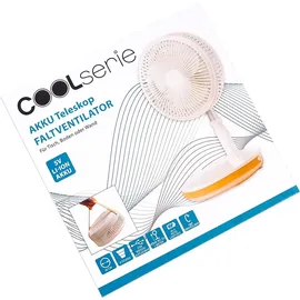 COOLSERIE Akku Teleskop Standventilator 20 cm Weiß
