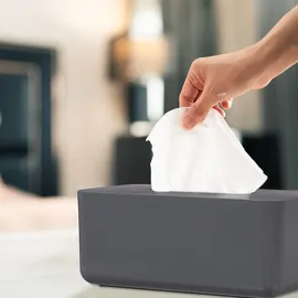 Relaxdays Tücherbox mit Bambusdeckel grau