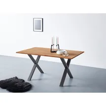 Andas Esstisch, Tischplatte aus massiver Eiche, FSC®- Massivholz, Gestell aus Metall