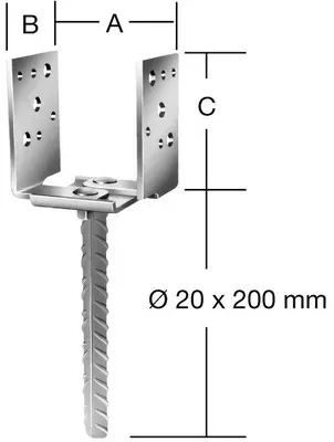 Pfostenträger seitenverstellbar Stahl verz. bis ca. 100 mm 70 x 60 -140 x 115mm