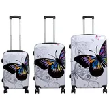 monopol Kofferset 3 tlg. Trolleyset Reisekoffer Hartschale Butterfly;