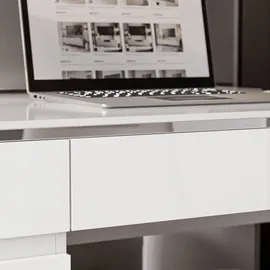 Lukmebel Schreibtisch AURORA SILVER mit Schubladen - Silber/Weiß