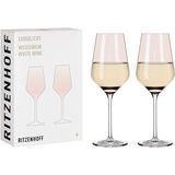 Ritzenhoff & Breker Ritzenhoff 3641001 Weißweinglas 300 ml – Serie Fjordlicht Nr. 1 – 2 Stück mit Farbverlauf Peach – Made in Germany