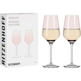 Ritzenhoff & Breker Ritzenhoff 3641001 Weißweinglas 300 ml – Serie Fjordlicht Nr. 1 – 2 Stück mit Farbverlauf Peach – Made in Germany