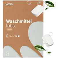 Vove Bio Waschmittel Tabs | Caps | 30 Stück | Umweltfreundlich & Vegan | Für Bunte & Weiße Wäsche | Kraftvoller Fleckenentferner | Plastikfrei