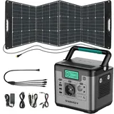 SWAREY S500 Pro Power Station mit 200W Solarpanel Solar Stromerzeuger kit, 500W (1000W Peak) AC Ausgänge Solargenerator für Camping, Wohnmobile, ...