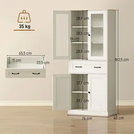 Homcom Küchenschrank Hochschrank mit Acrylglastüren 0 x 0 x 0 Weiß