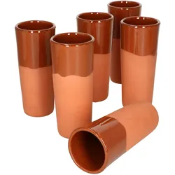 6er Set Tonbecher 330ml teilglasiert - 12968