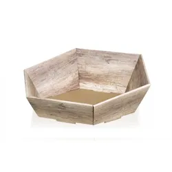 Nette 5 Präsentkörbe 6-eckig "Wood" Geschenkkorb 29x27x6/10,5cm