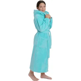 WeWo Fashion Kinderbademantel WEWO FASHION "8514" Gr. 140, blau (glacier), L:92cm, Baumwoll-Mix, Hausmäntel, mit kuscheliger Kapuze