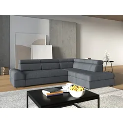 Ecksofa SIT & MORE "Broadway L-Form", grau (dunkelgrau), B:270cm H:79cm T:213cm, Sofas, mit verstellbaren Kopfteilen, wahlweise mit Bettfunktion