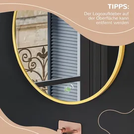 kleankin Badspiegel Ø50 cm Wandspiegel für Wohnzimmer, Schlafzimmer, Gold