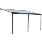 Aileenstore Terrassenüberdachung Aluminium 557 cm als Bausatz Sichtschienen und Hohlkammerplatten Grau