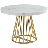 vente-unique Ausziehtisch 2 bis 12 Personen 76 x 75 x 90 cm weiß/gold