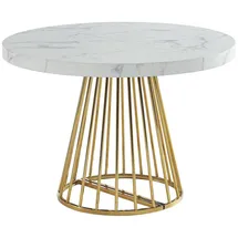 vente-unique Ausziehtisch 2 bis 12 Personen 76 x 75 x 90 cm weiß/gold