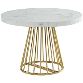 vente-unique Ausziehtisch 2 bis 12 Personen 76 x 75 x 90 cm weiß/gold
