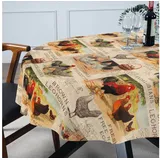 ANRO Tischdecke Stoff Digitalprint Tischtuch EasyClean ACRYL Beschichtet Tischwäsche (Einzelstück 1-tlg), auch als Gartentischdecke - ACRYL Beschichtet beige Oval | 140 cm x 160 cm