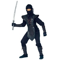 NET TOYS Schwarzes Ninjakostüm für Kinder Ninja Kostüm schwarz 158 cm 11-13 Jahre Ninjaanzug Kinderkostüm Samurai Asiatischer Krieger