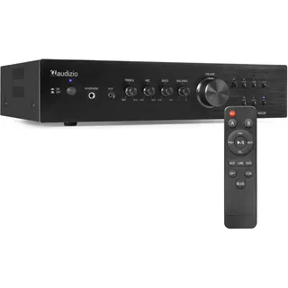 Audizio AD220B - HiFi-Stereo-Verstärker, Bluetooth Verstärker für Lautsprecher und HiFi Anlage, Amplifier, 2 x 200 Watt HiFi-Verstärker, 2.1 Audio Verstärker mit Bluetooth Funktion, Schwarz