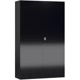 Metallschrank abschließbar Flügeltürenschrank, 1945 x 1200 x 420 mm tiefschwarz X-530379