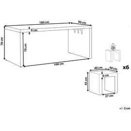 Beliani Gartenmöbel Set Beton grau 6-Sitzer U-Form TARANTO