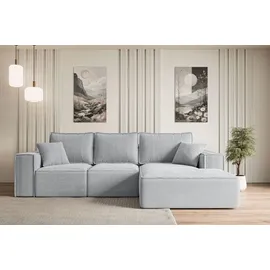 altdecor Ecksofa Cord 2-Sitzer Grau