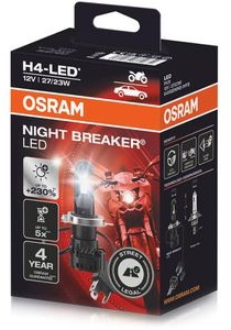 OSRAM Auto-Lampe Night Breaker LED 64193DWNB-1HFB, H4, 12V, Motorradlampe, Scheinwerferlampe