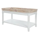 Casa Padrino Landhausstil Beistelltisch mit abnehmbarem Tablett Naturfarben / Weiß 100 x 50 x H. 55 cm - Landhausstil Möbel