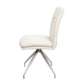 Mendler 2er-Set Esszimmerstuhl HWC-H70, Küchenstuhl Lehnstuhl Stuhl, Stoff/Textil Edelstahl gebürstet creme-beige