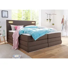 Collection AB Boxspringbett COLLECTION AB "Ninoni", braun, B:195cm L:210cm, Komplettbetten, Boxspringbett, inkl. Bettkasten, Topper und wahlweise mit LED-Beleuchtung, Topseller