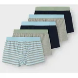 NAME IT Trunk NAME IT "NKMBOXER für Jungen mit Logoschriftzug und weichem Bund", Jungen, Gr. 92, 5 Stk., blau (aquamarine), Jersey, Obermaterial: 95% Baumwolle, 5% Elasthan, bedruckt, unifarben, Unterhosen, eng, Jersey, aquamarine, angesetztes Bündchen